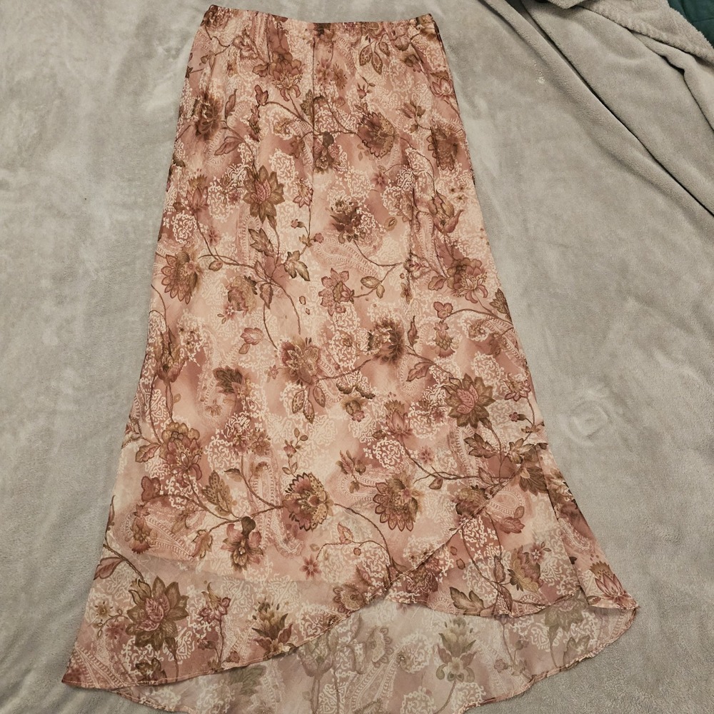 Vintage Women's Assymmetric 12 Floral Skirt‎ Midi Length